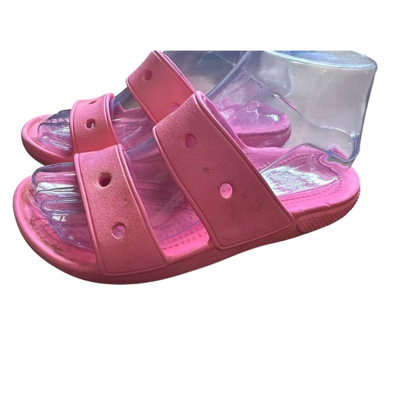 Crocs Kids Classic Sandals Bubblegum Pink Slides Comfort Two Strap Shoes - Picture 8 of 9